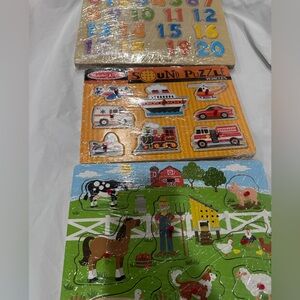 Melissa & Doug Sound Puzzle Set - Numbers, Vehicles and Old Macdonalds Farm